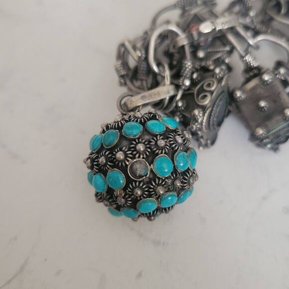 Vintage 7" Italian Etruscan 800 Silver 6 Charm Bracelet - Picture 8 of 8